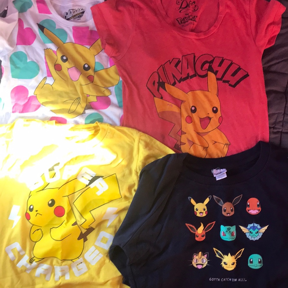 Bundle of 4 Pokémon shirts and sweater